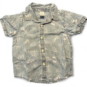 EUC Carter's Blue Denim Whimsical Patterned Button / Collared Tee (18 months)